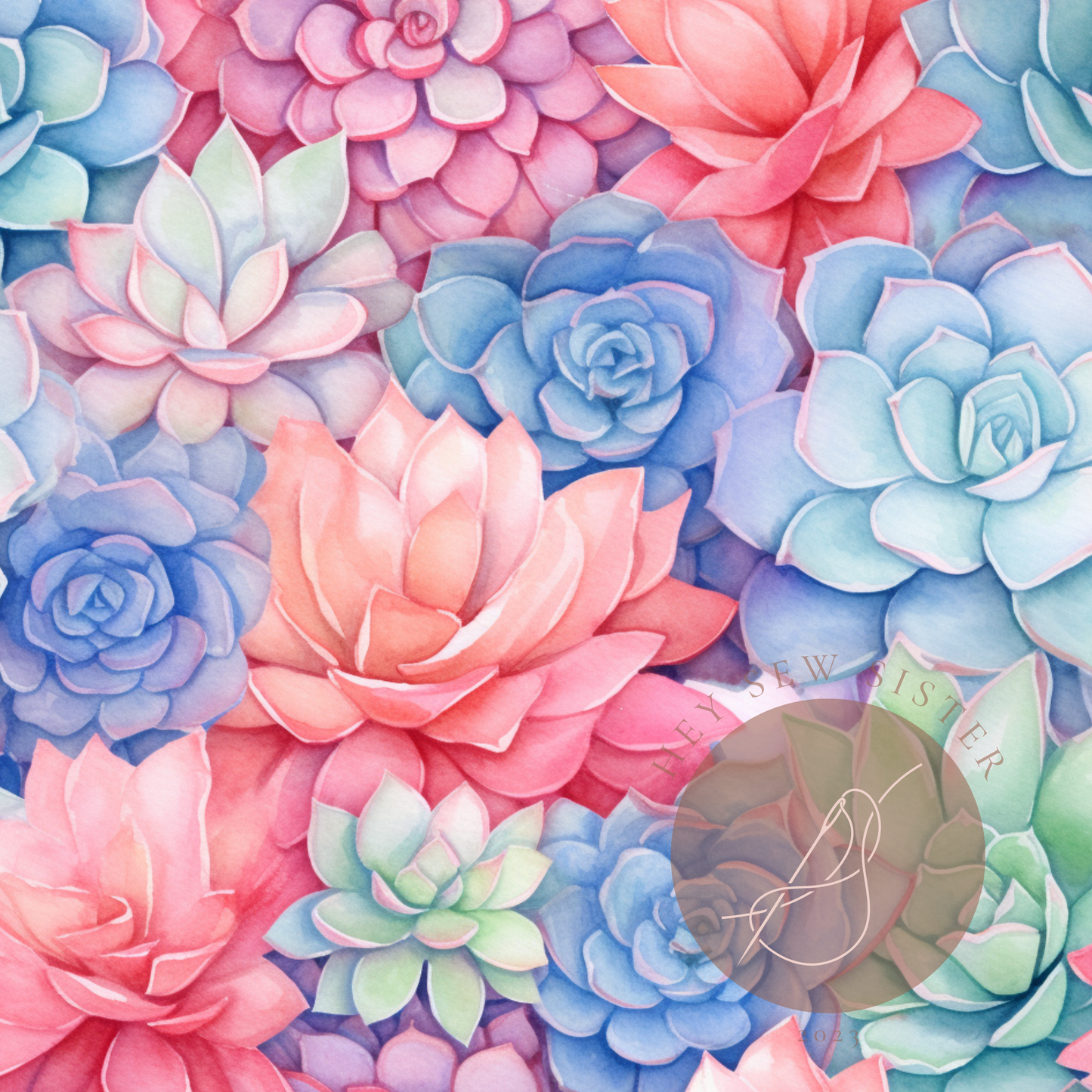 Watercolor cactus seamless file