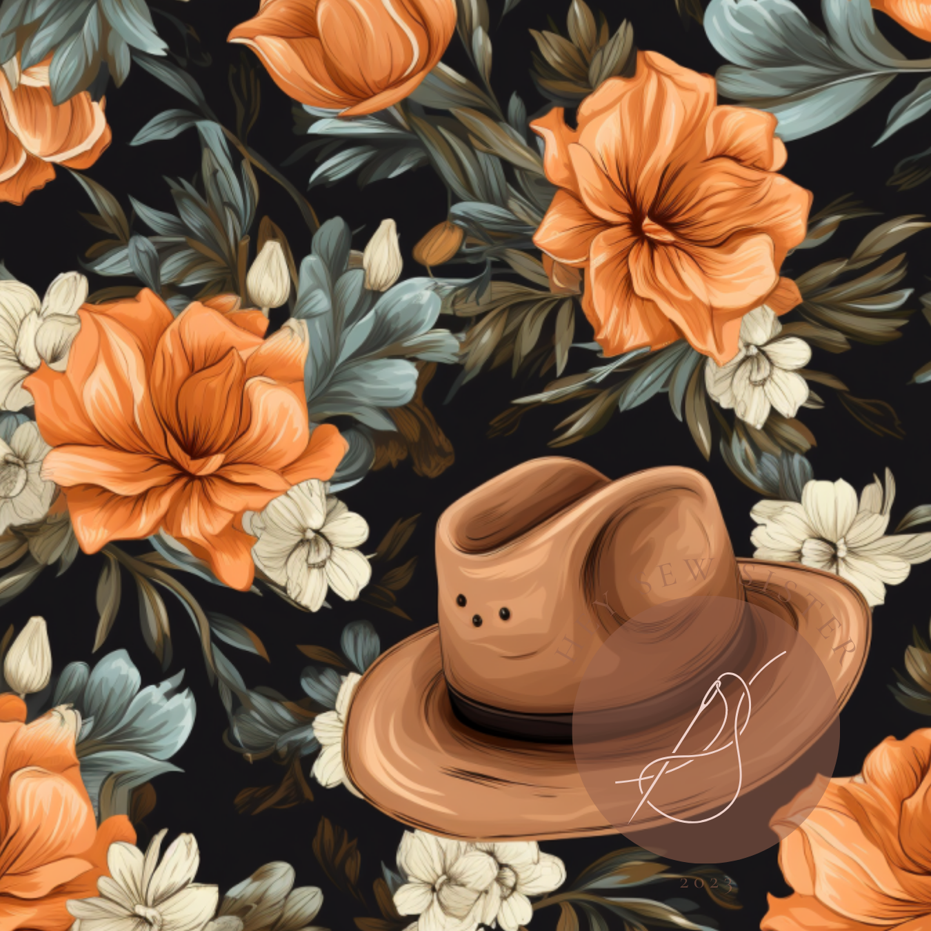 Floral Cowboy Hat Seamless files