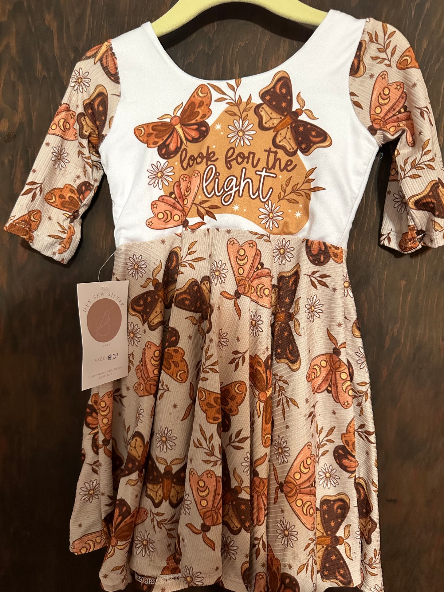 18/24 fall moths twirl dress 3/4 sleeve